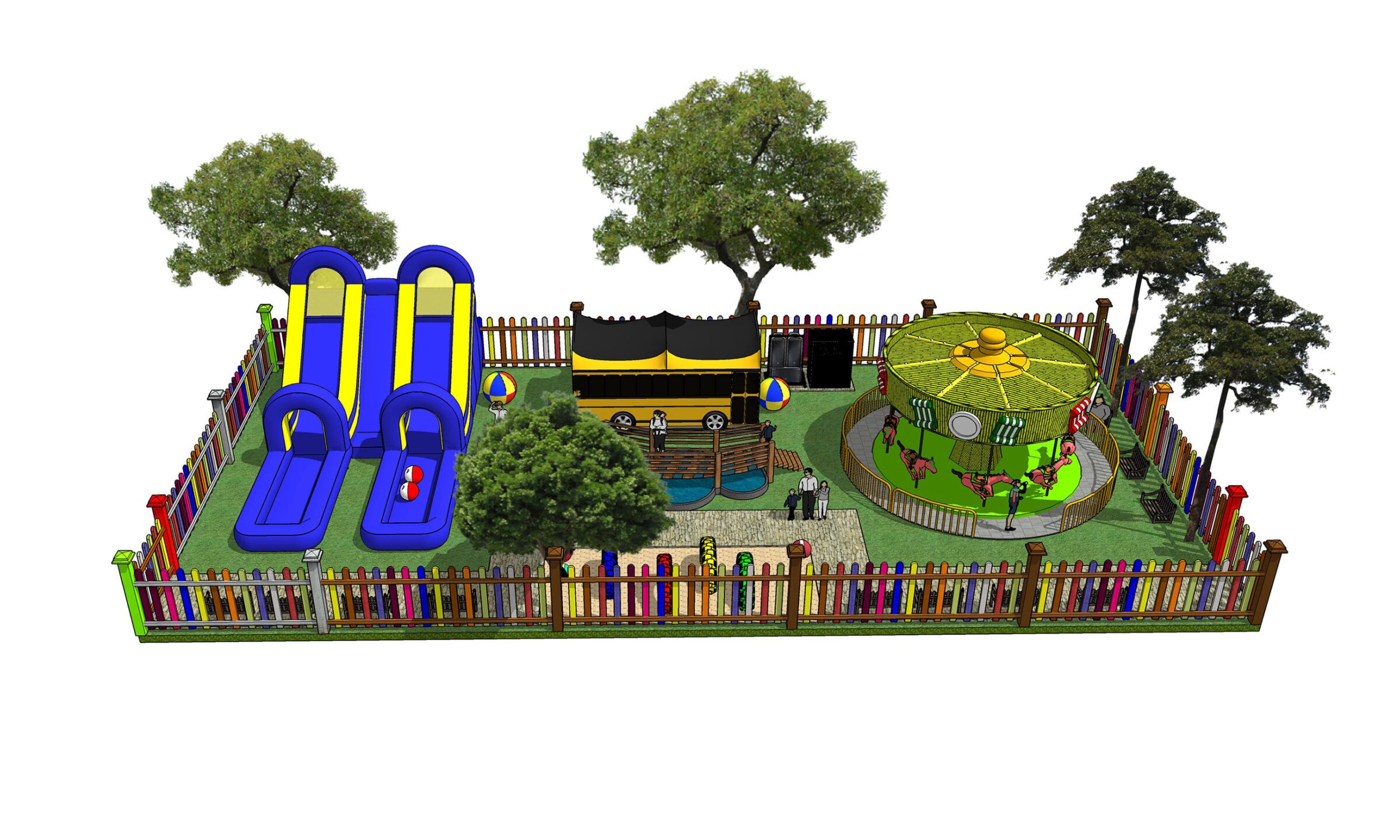 Children's playground with slides and play area, SketchUp model