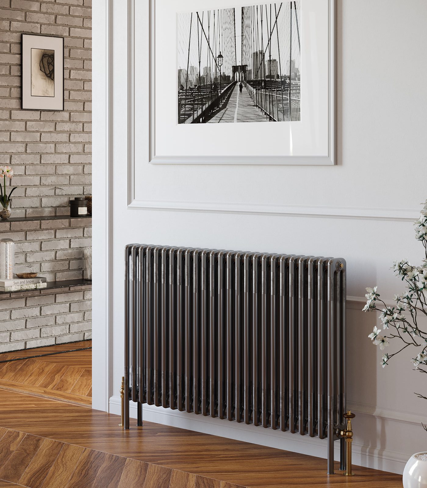 Apollo radiator in matt black finish, product CGI