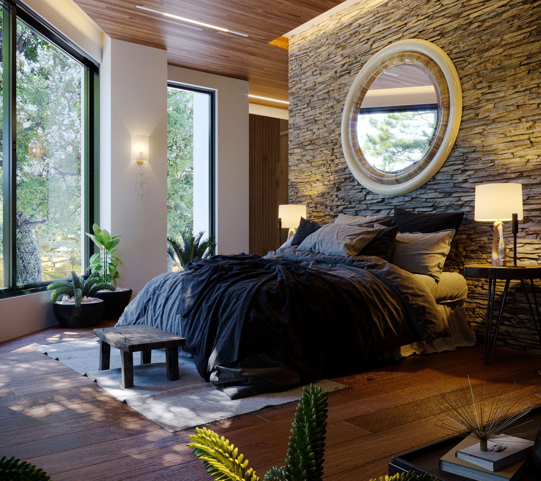 Apartment C bedroom interior visualisation
