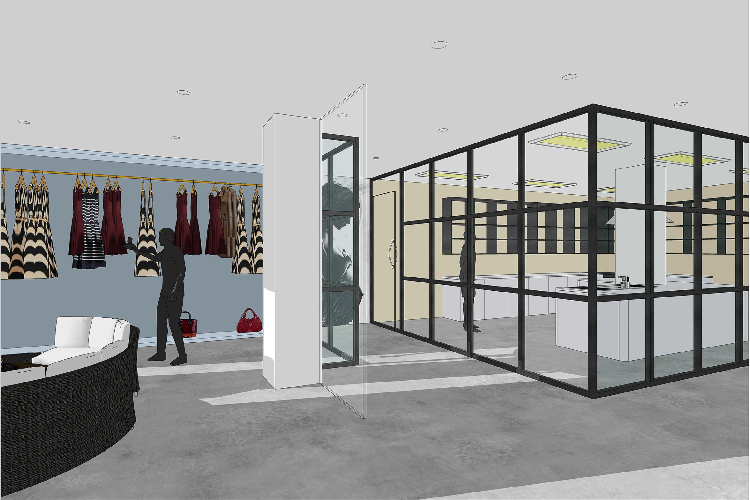 Clothing store retail interior SketchUp rendering