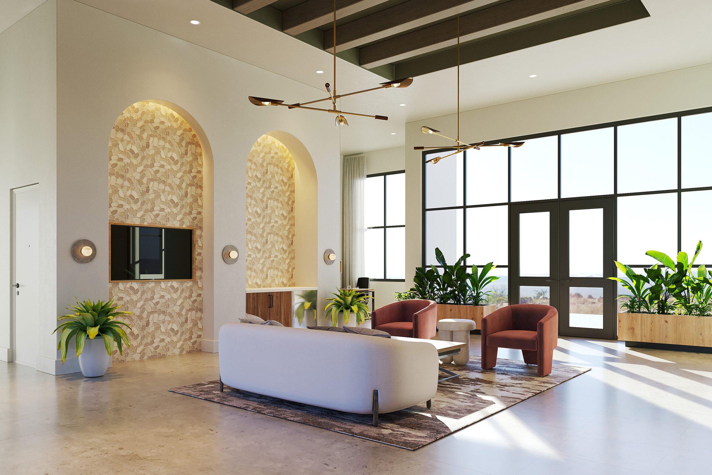 Residential leasing suite reception interior