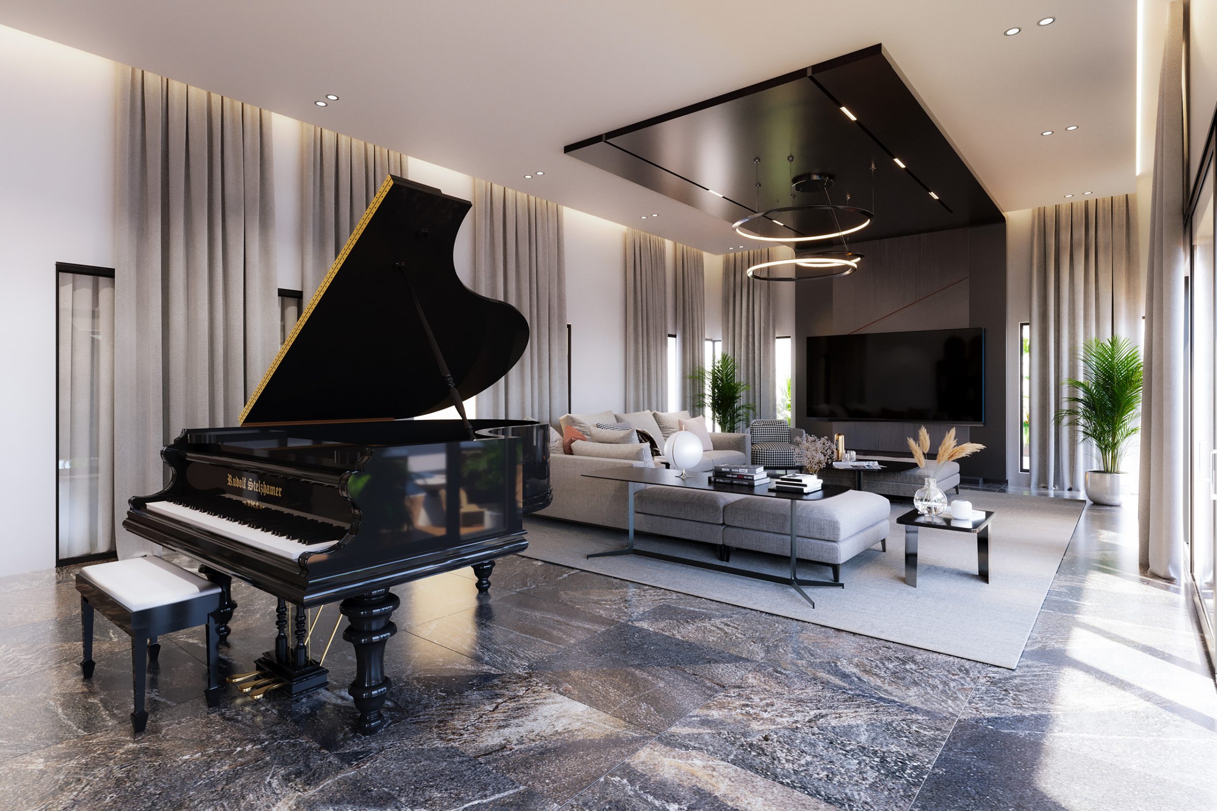 Contemporary residential living room interior