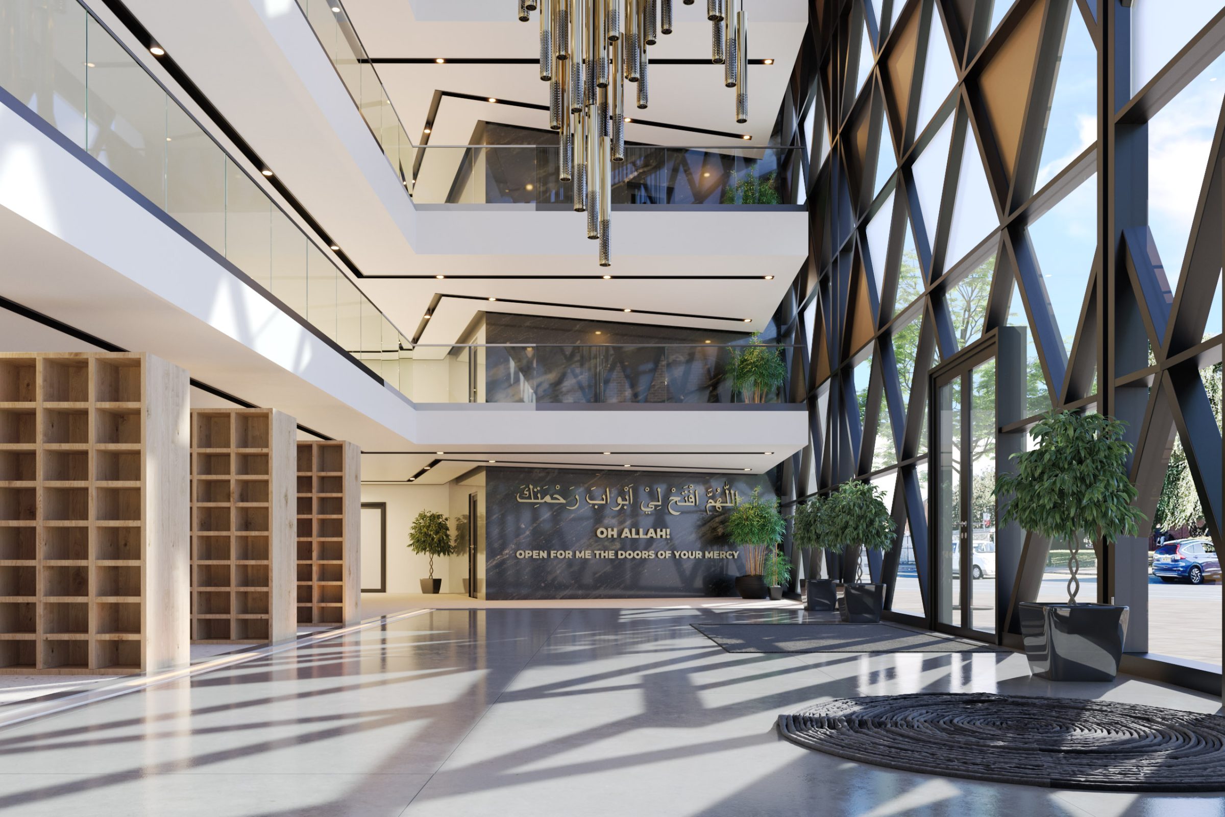 Building entrance hall interior, revised design scheme