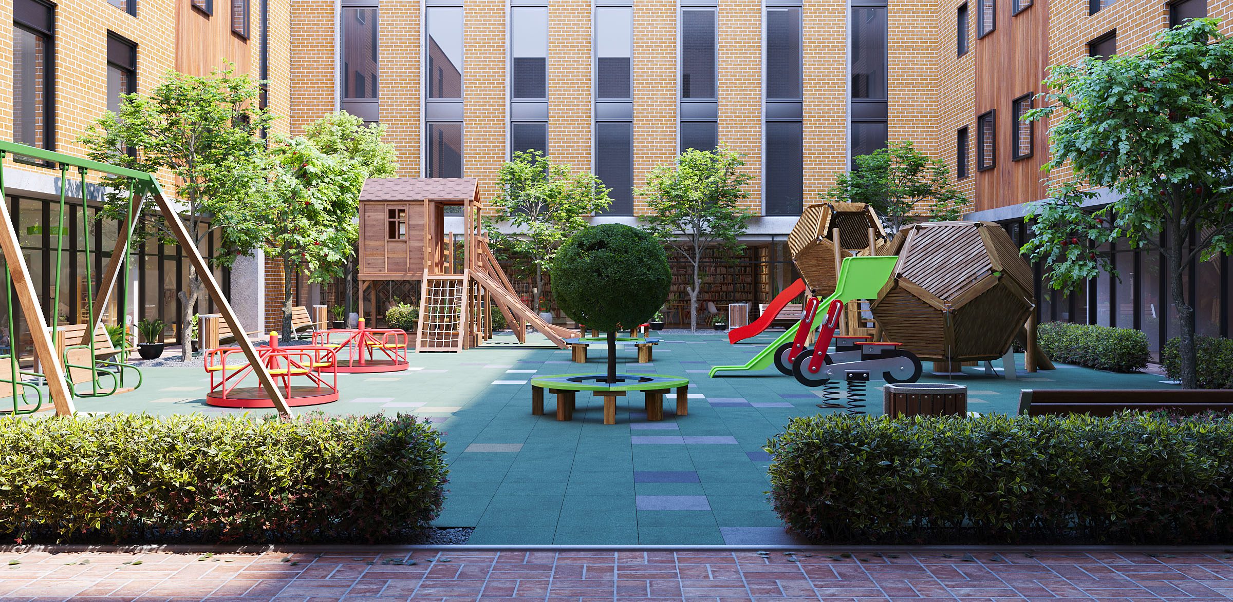 Children's playground and landscaping scheme visualisation