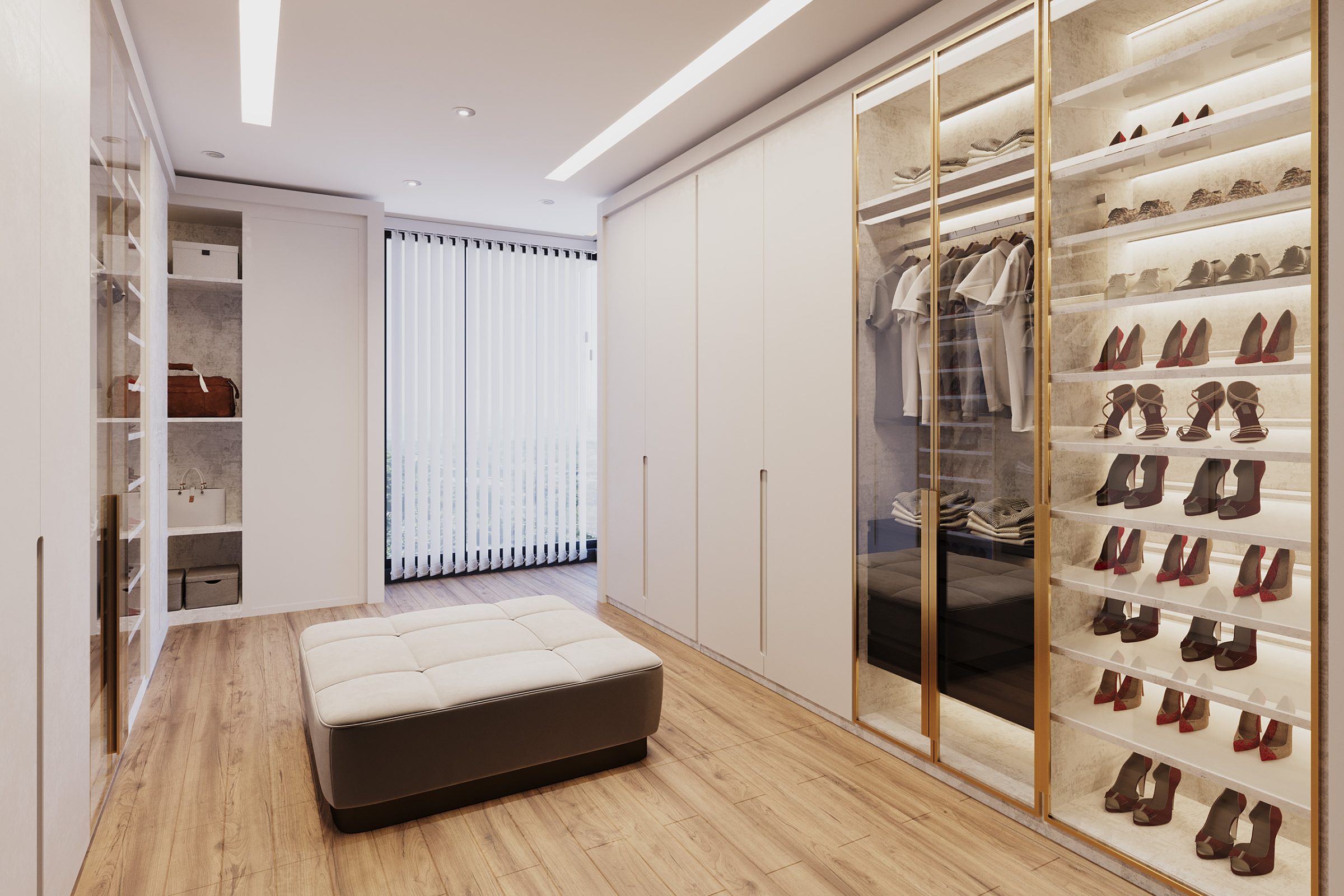 Walk-in wardrobe and dressing room interior